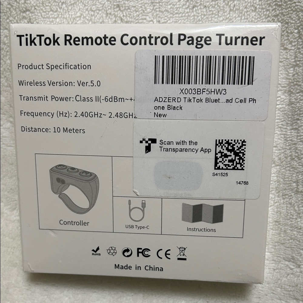 TikTok remote control page turner, black, usb type c